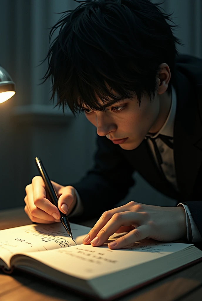 Light yagami writing a name Vaibhav Paul in death note at last page when he is being heart attack 