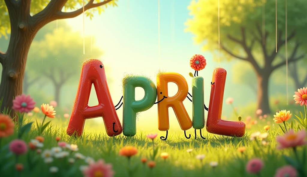 Write the word April in animated