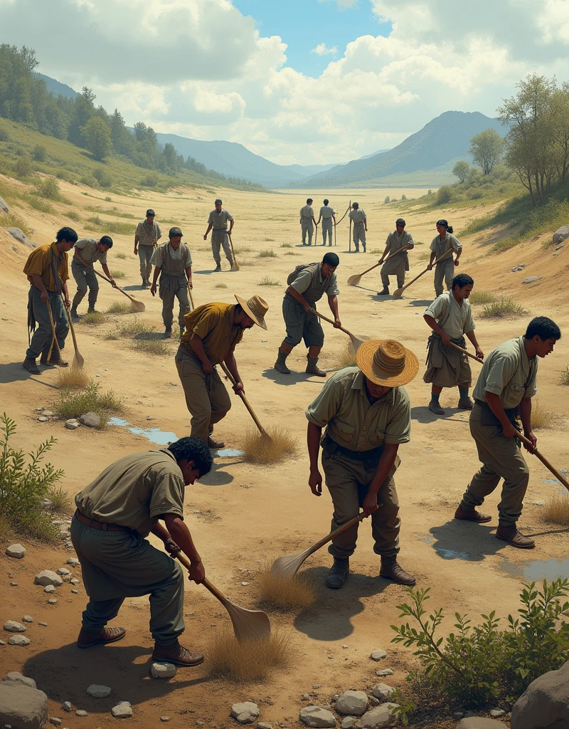 people working on a recovering land