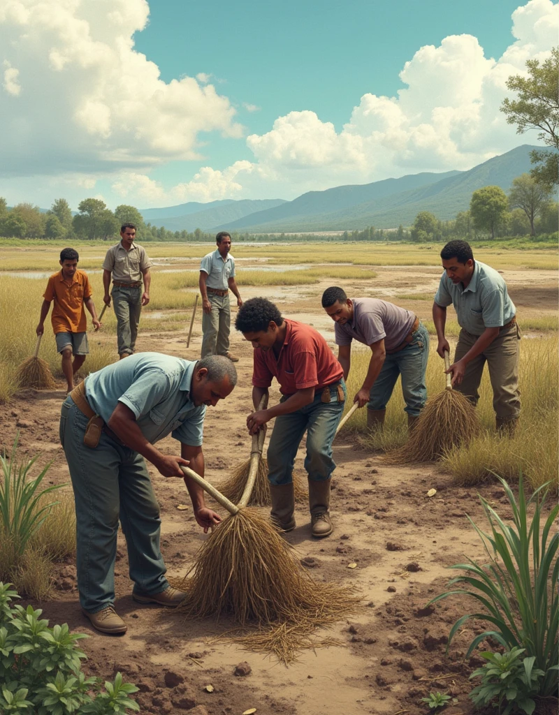 people working on a recovering land