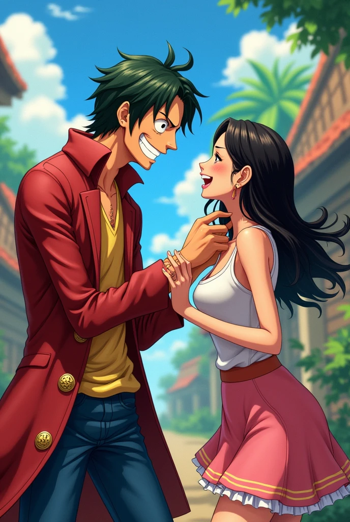 Trafalgar law from one piece tickles a girl