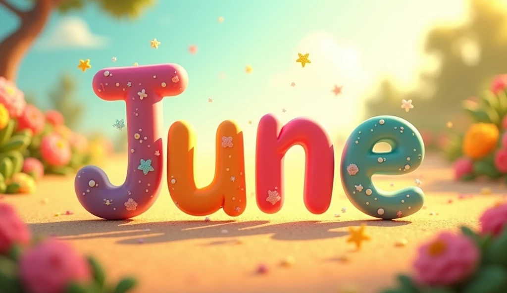 Write the word June in animated