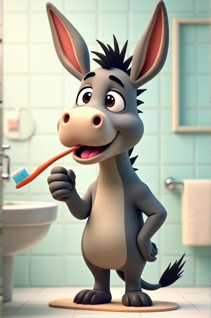Donkey brushing teeth 