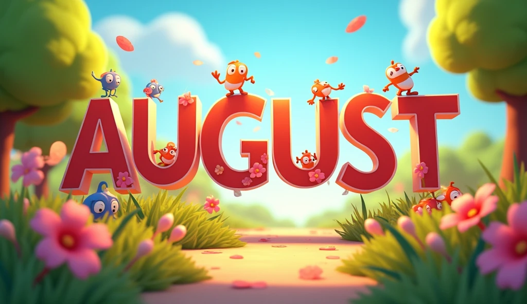Write the word August in animated