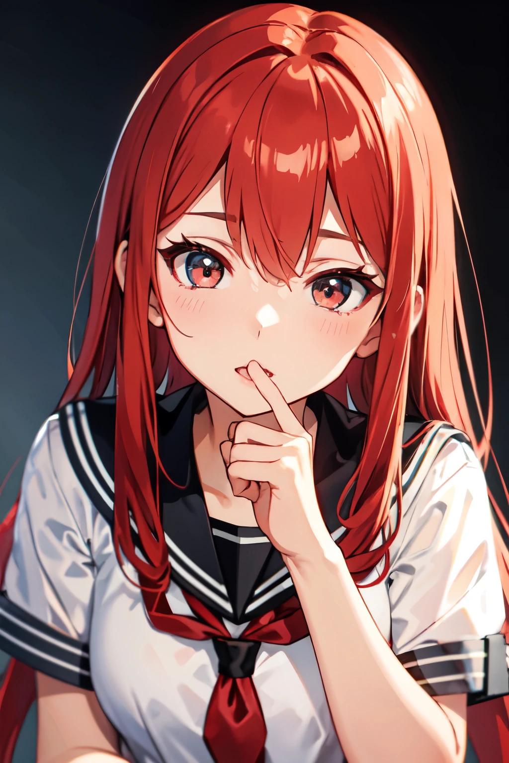 8ｋ,Highest quality,masterpiece, Sharp focus,high school girl，，Red hair，Lewd，Sailor suit