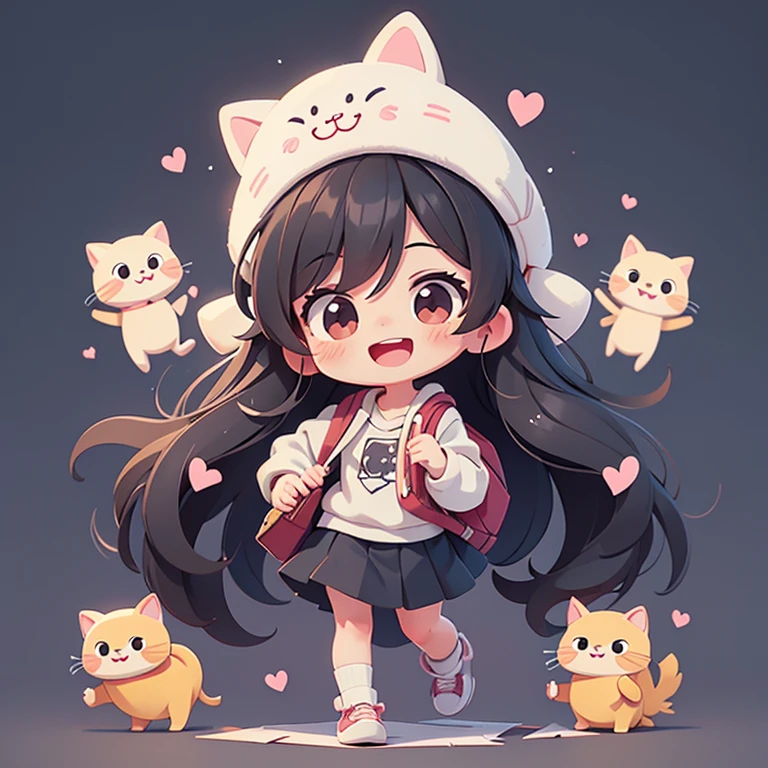 １people、Happy atmosphere，Cute Style，Cute cartoon，masterpiece　Long black hair　Cute Characters　 Anime Style　Charm　High resolution　delicate　university student
