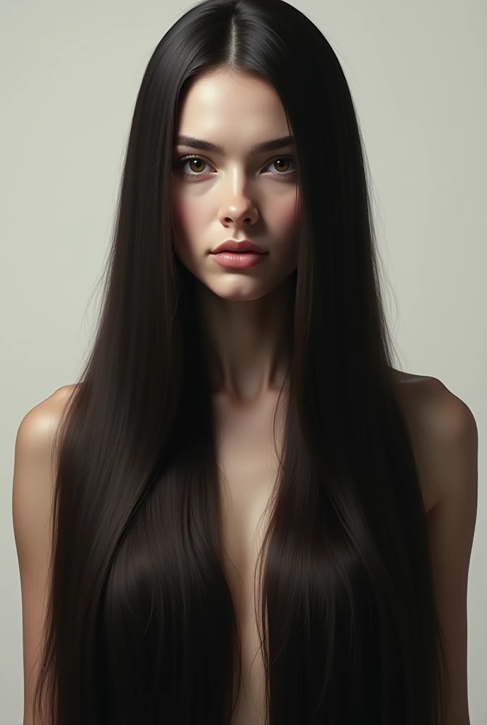 Rectangle shape face women with very long straight hair