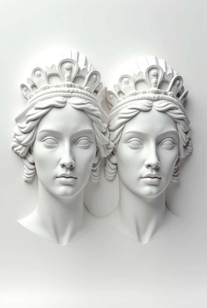 A 2 historical queen face 3d sculpture with white background