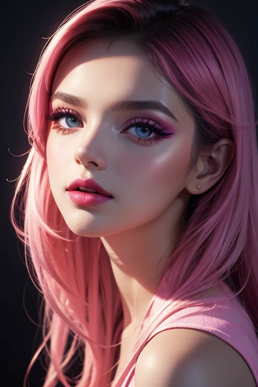 1 girl, 1, cute, beautiful, fashion model, beautiful and bright makeup, heavy makeup, bold makeup, cute colours, bright colours, heavy makeup, close up shot, soft light, studio light, cinematic light,