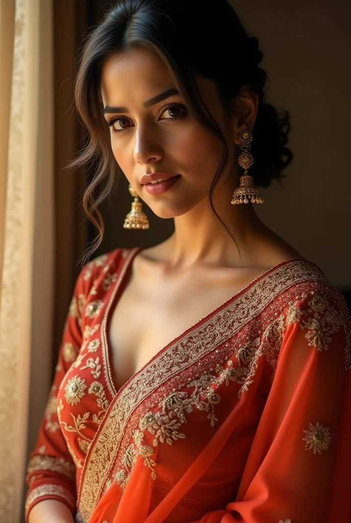 Tamanna bhatiya cleavage look in saree 