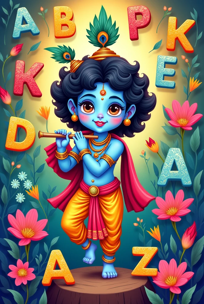 Sri krishna all script image cartoon
A to Z