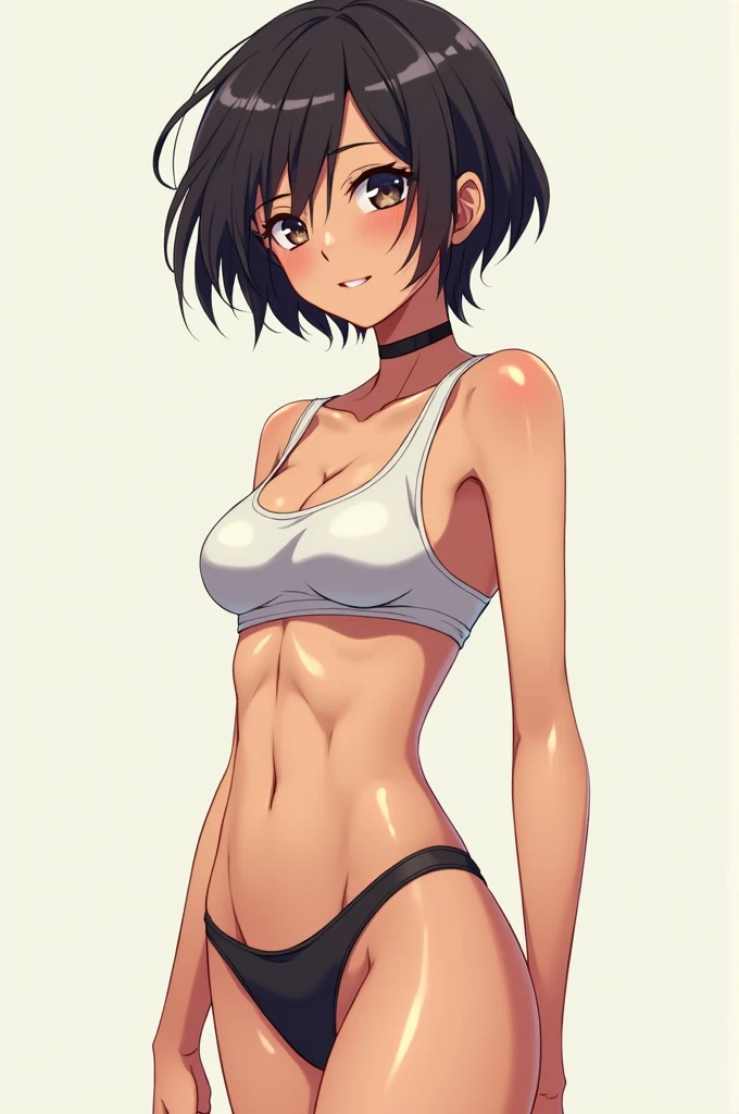 Anime woman short hair with little clothing