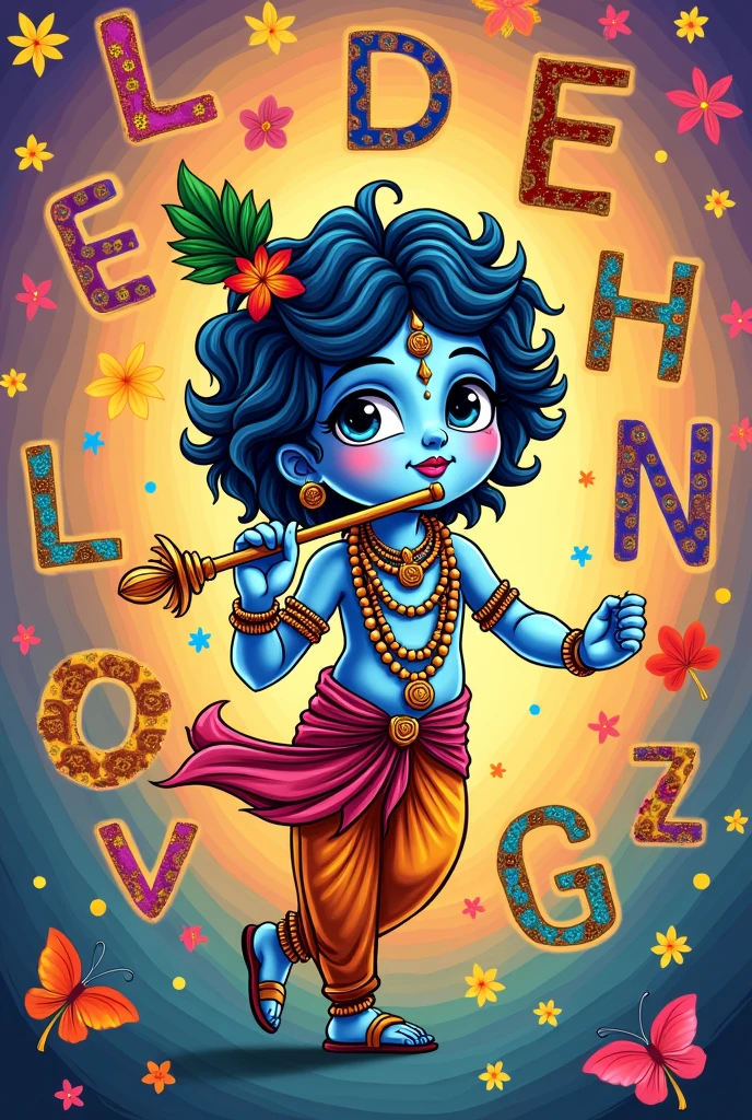 Sri krishna all script image cartoon
 A to Z 