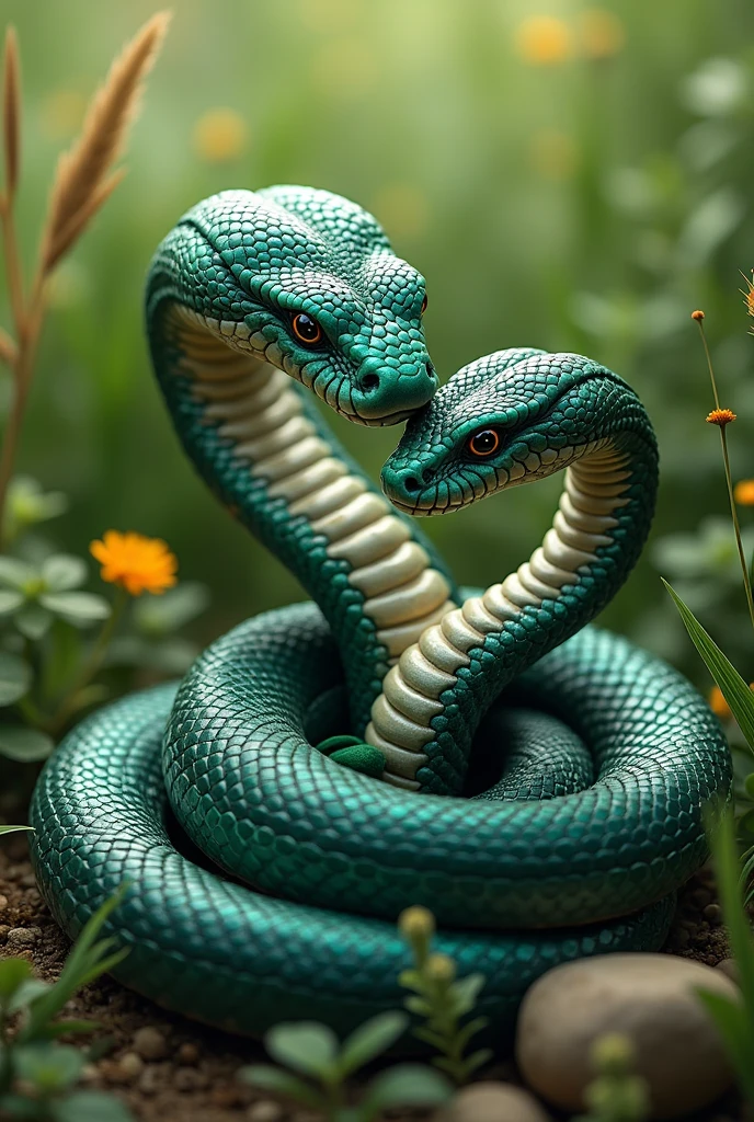 Father snake and baby snake are playing