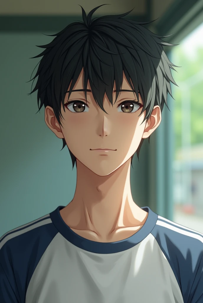 1个日本男高中生写真photo,Soft short hair,Wear a sports school uniform,20 years old,student,photo,Reality,Photos of life