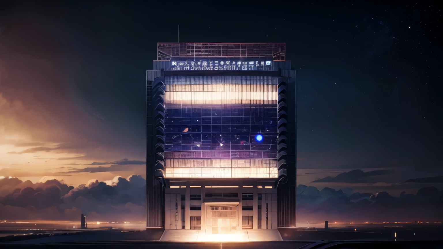 Future City Building，Tall buildings tower，The main building is the highest，night，Outer Space，spacecraft，Space base station，Planet Earth，Sci-fi style，Vertical composition，Interstellar background，Ultra wide-angle lens，Night lighting，spacecraft悬浮，Space base station连接，Planet Earth远景，Cool colors，Mystery。
