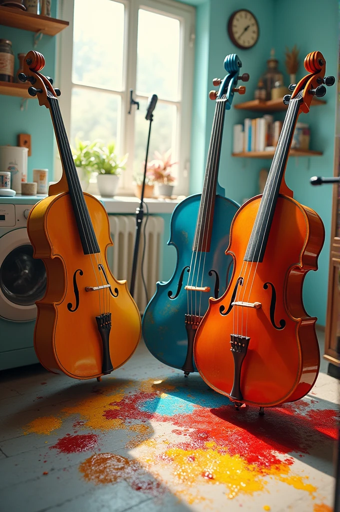 A musical composition with each instrument representing a different stain, all being silenced by the power of Surf Excel.