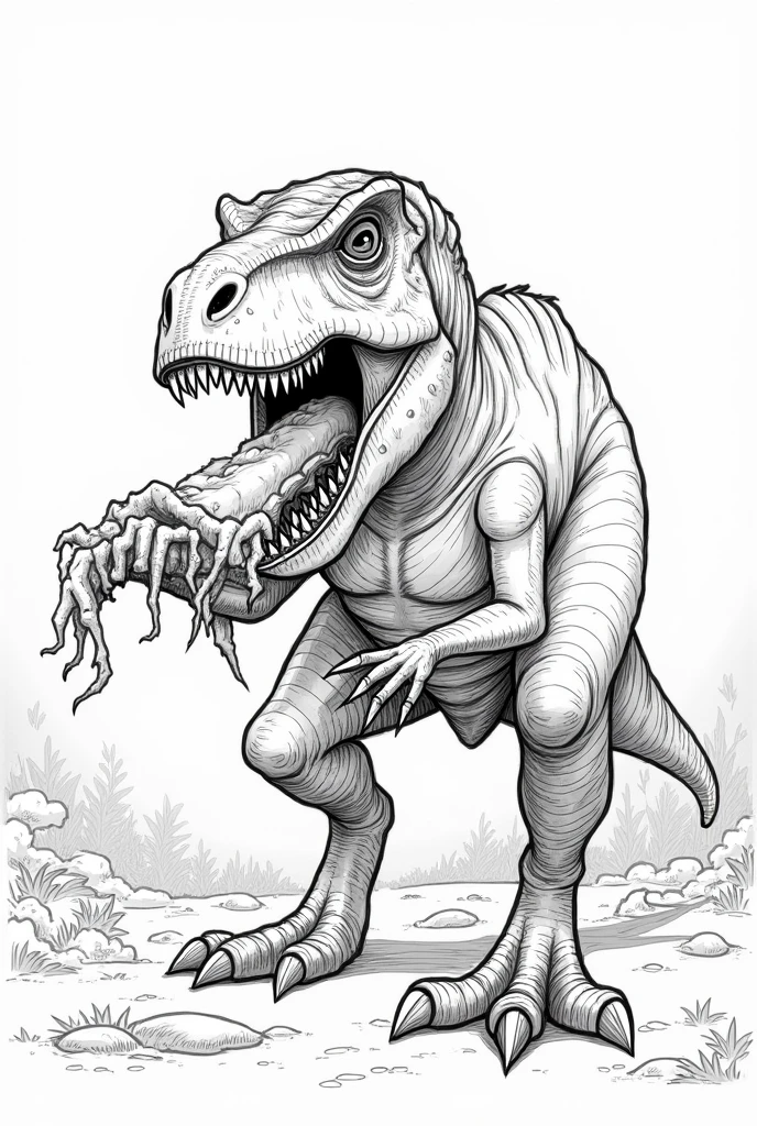 velociraptor drawing chewing something