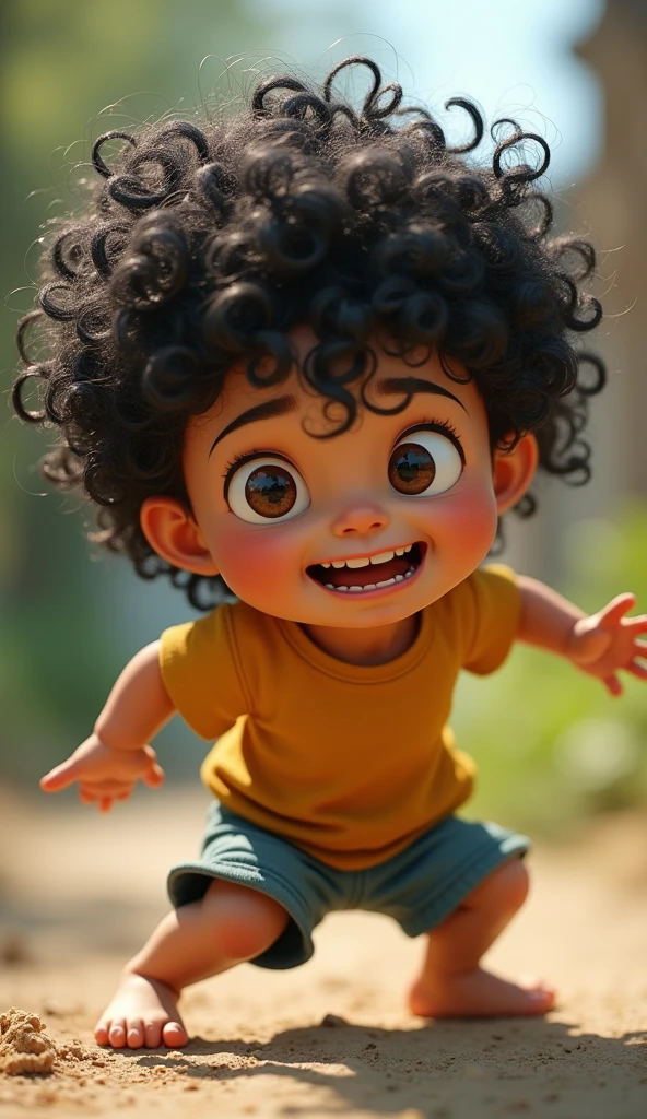 , 6 years, Curly black hair, Farias' Pose