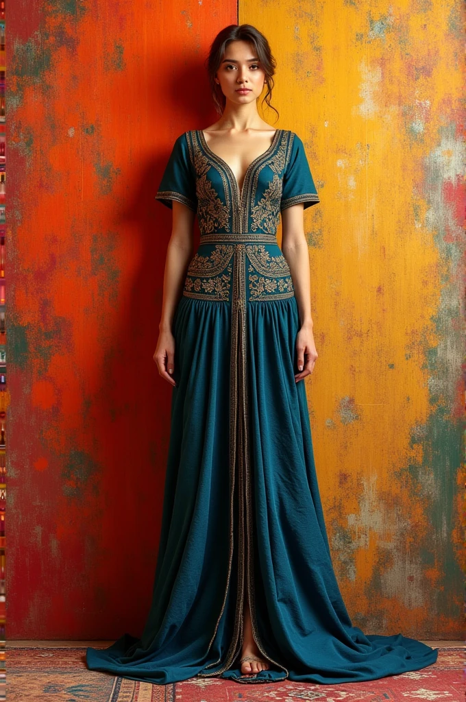 Ethnic design background with 2 complementary colors for modern dress