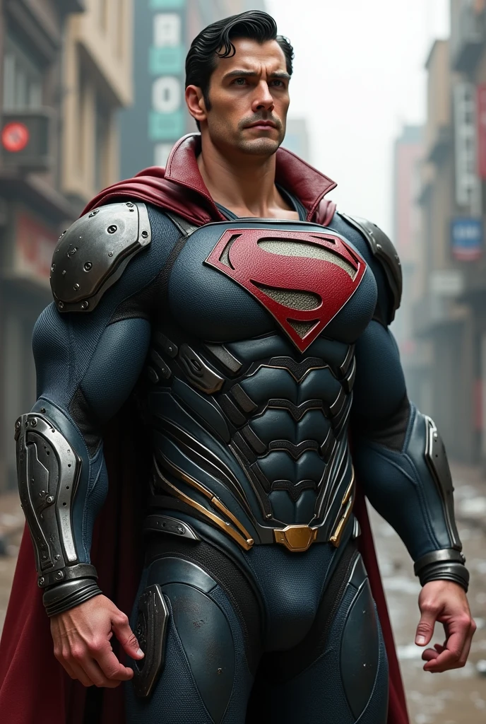 Superman in armor and leather jacket