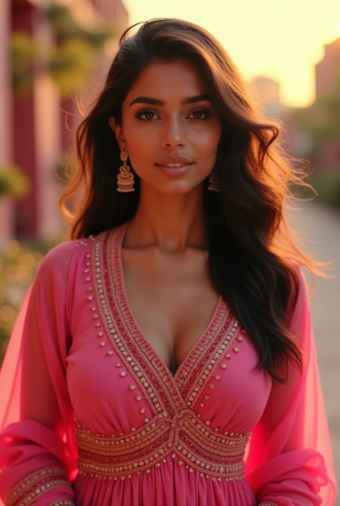 Gujrati stayle big boobs pink kurti buatyful girl