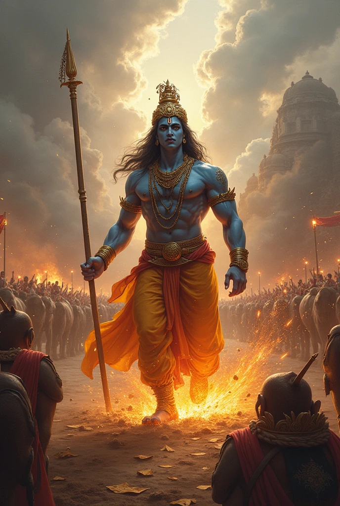 Krishna ne cons ka vadh kiya pairon isko Talwar Mari chaku mare uske kapde faad diye chilla raha hai bahut bheed lagi hai public khadi hai ek bahut bada ground hai hathi ghode bahut sare Janwar bhi hai public hai bahut sari park bhara hua hai bheed se khachakhach