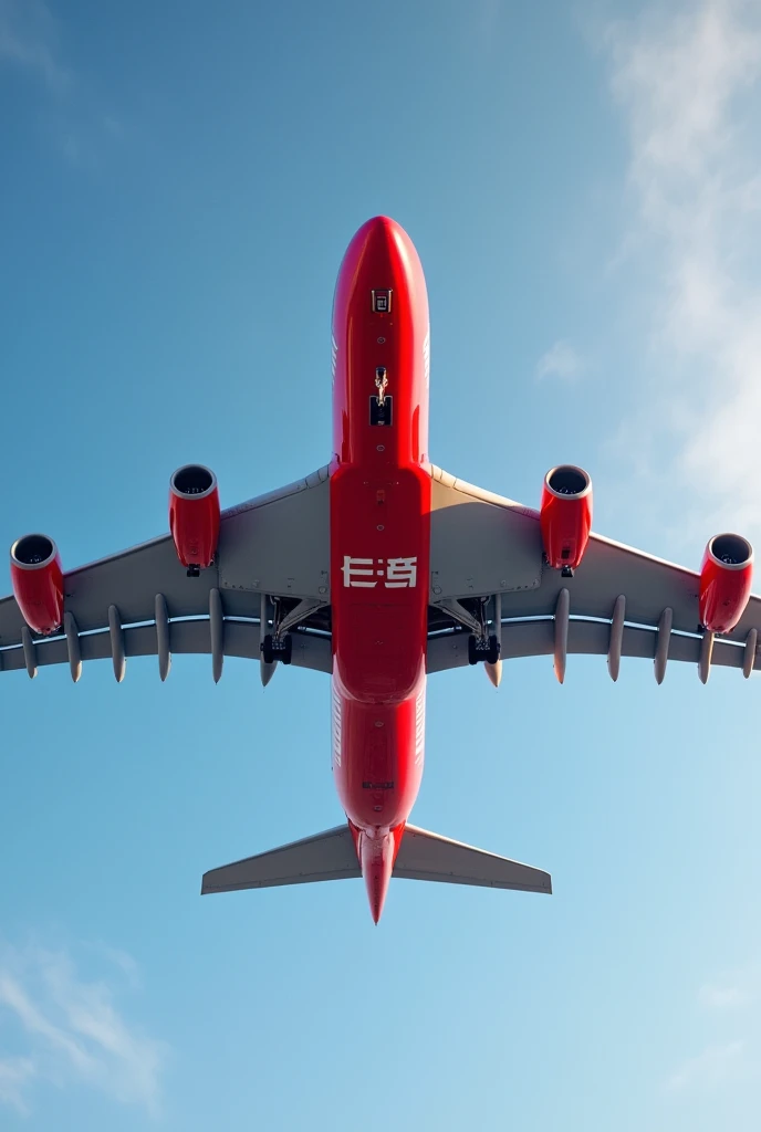 An airplane A380 painted AirFarke  with red color 