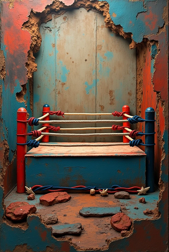 Decorate a cell phone-sized wrestling-themed background without characters that is creative but handmade with simple materials