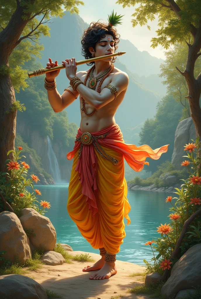 Lord Krishna playing flute