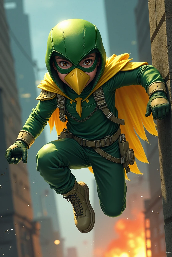 (Stunning acrylic painting by vincent Van Gogh) of a  young woman, american with straight brown hair in a bob, hazel eyes, light tan skin, athletic build,             wearing Green dragon costume with wings, dragon head hood, dragon tail, green leggings, green boots, award winning, very aesthetic