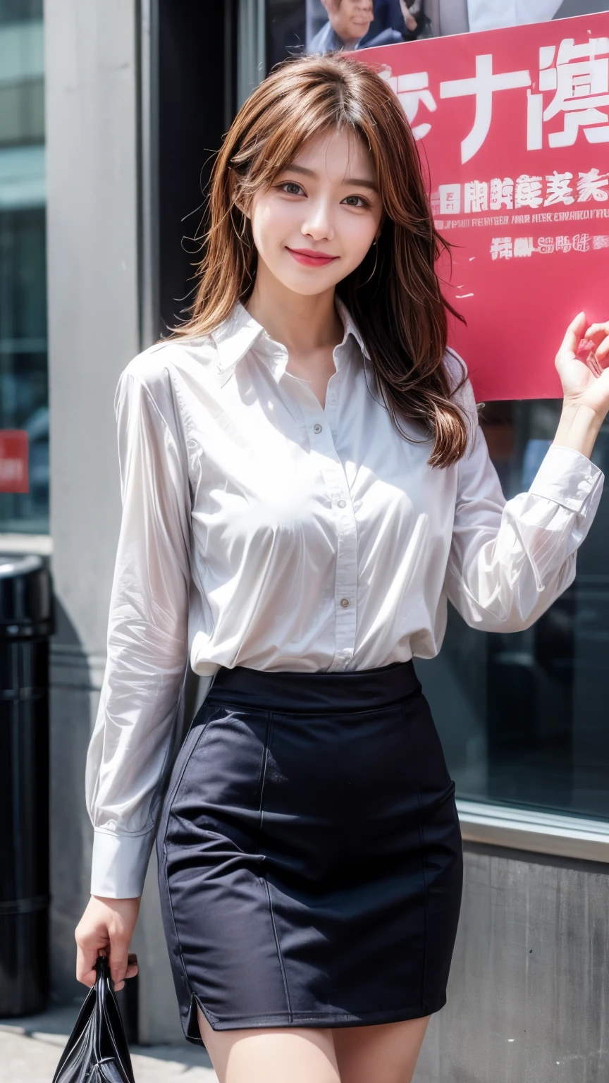 A 2 woman wearing business casual clothes、Full of energy、smile、slightly turned to the side、Advertising images