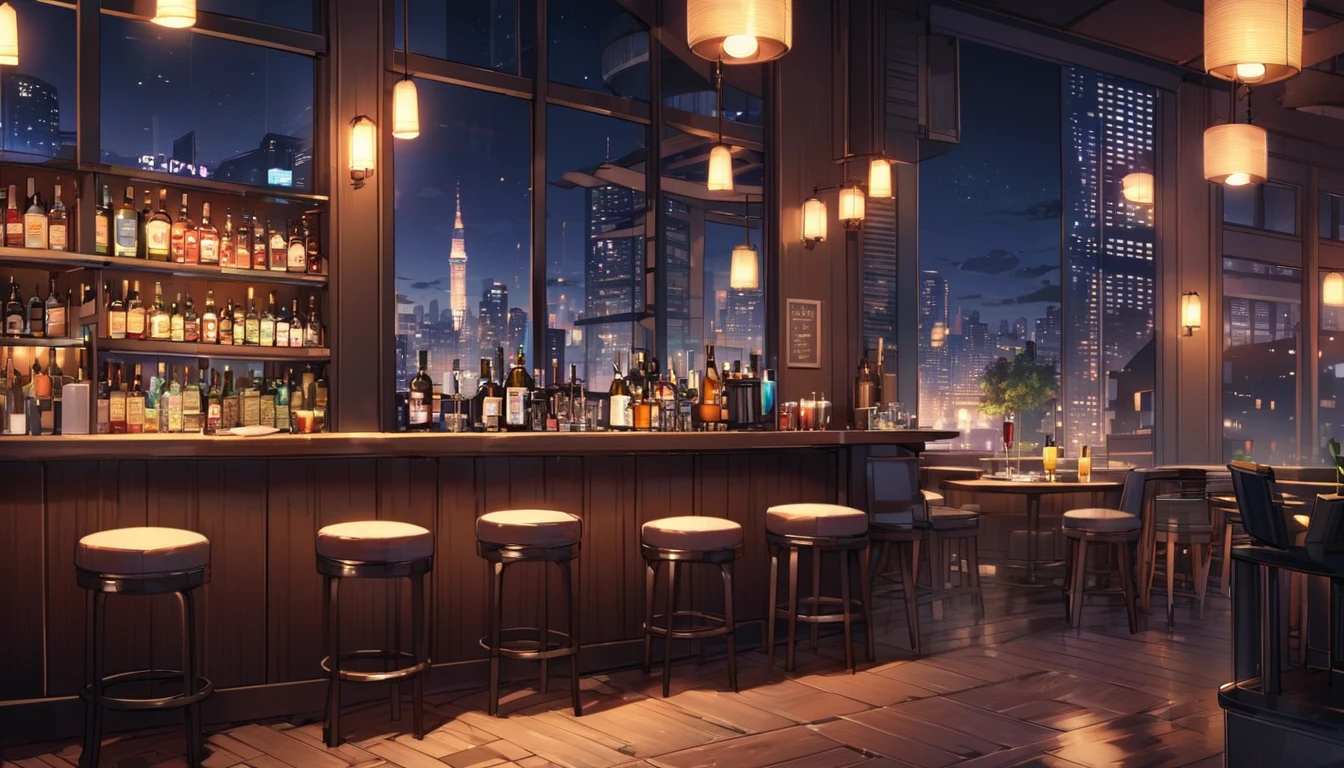 pub，Night，building，cocktail，relax，Stylish，landscape，No people，Adult atmosphere，skyscraper