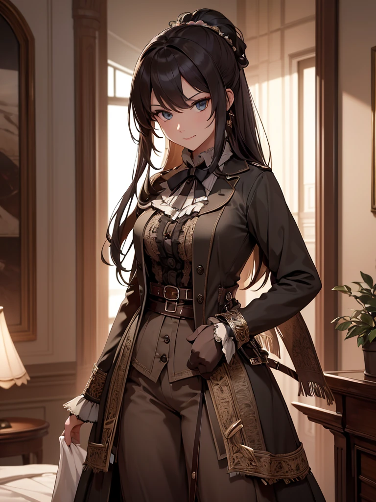 (masterpiece、top-quality、hight resolution、Unity 8k、extremely details CG:1,Best Picture), hotel room, on the bed, "A seductive woman posing provocatively, fully aware that this photoshoot will be used as 'Masturbation material.' Her expression is one of playful acceptance, with a hint of a knowing smile." , "Clothing is slightly undone, with buttons, belts, or sashes left unfastened or loosely hanging. The outfit appears partially disheveled, with a focus on the details of unfastened buttons, loose belts, or undone sashes, giving the impression of an incomplete or relaxed state of dress."