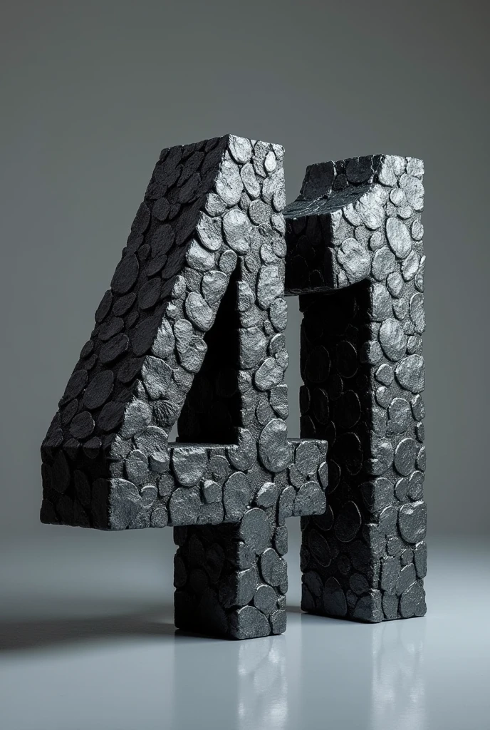 a number 41, 41 is made by iron chips from finishing machining process, dark colored 41, three-dimensional 41. 