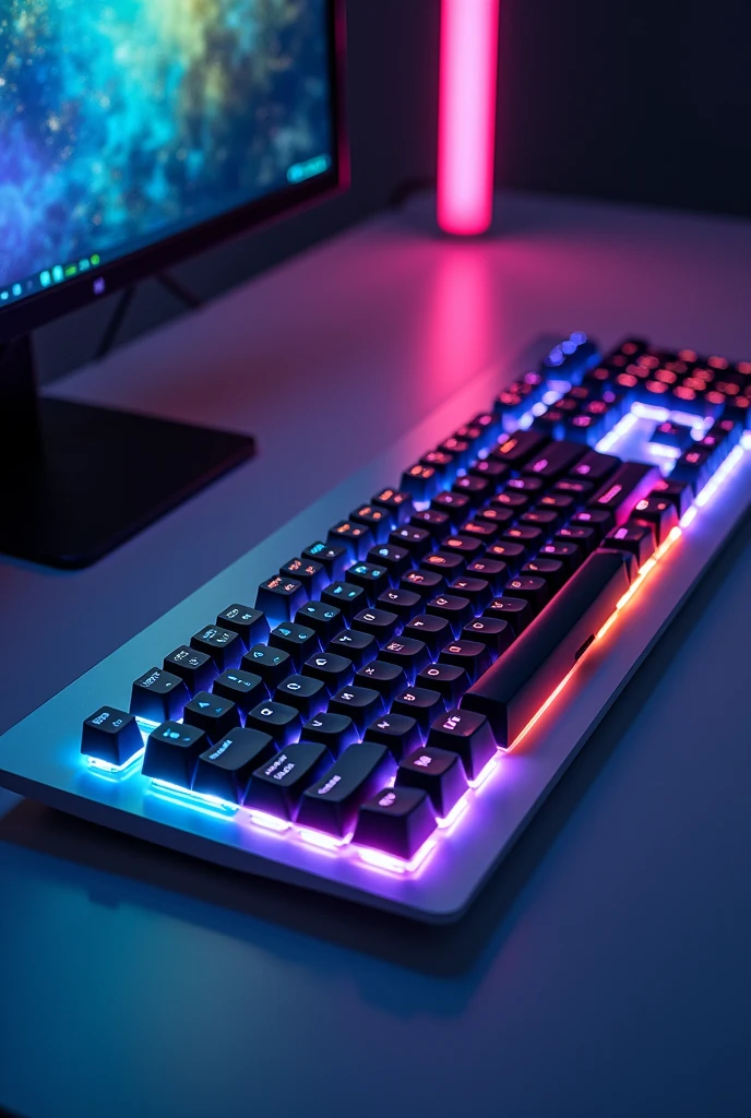 
" computer system " keyboard 
with  colour full lighting and size 2:1 photo 
