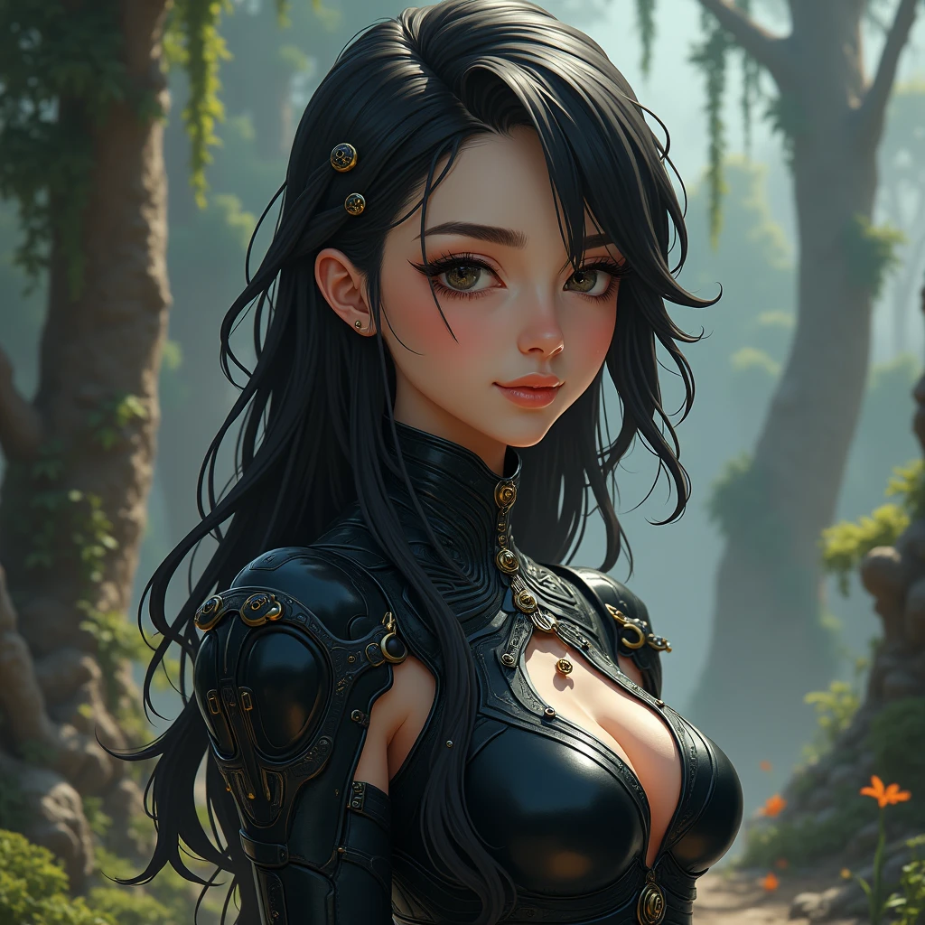 best quality, 4k, 8k, Ultra Highres, raw photo in hdr, Sharp focus, intricate texture, skin imperfections, Photograph of a woman dressed in black leather, cute extremely detailed, seductive girl, Girl in knight armor, artworka cartoon of a woman dressed in black leather, detailed digital anime art, cute chica cyborg, extremely detailed artistic germ, armor girl, biomechanical oppai, seductive anime girl, Girl in knight armor, girl with mecha cybernetic armor, beautiful and seductive anime woman, chica cyborg, 2. 5d cgi anime fantasy artwork