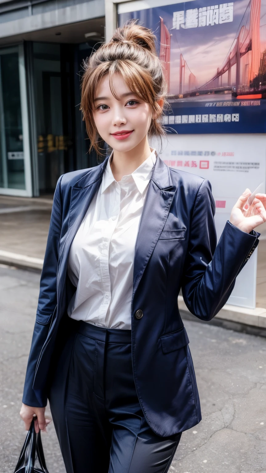A 2 woman wearing business casual clothes、Full of energy、smile、slightly turned to the side、Advertising images