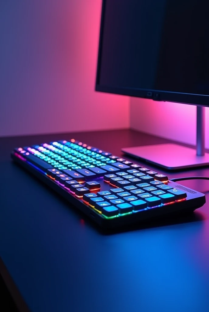 
" computer system " keyboard frontview
with  colour full lighting and size 2:1 photo 