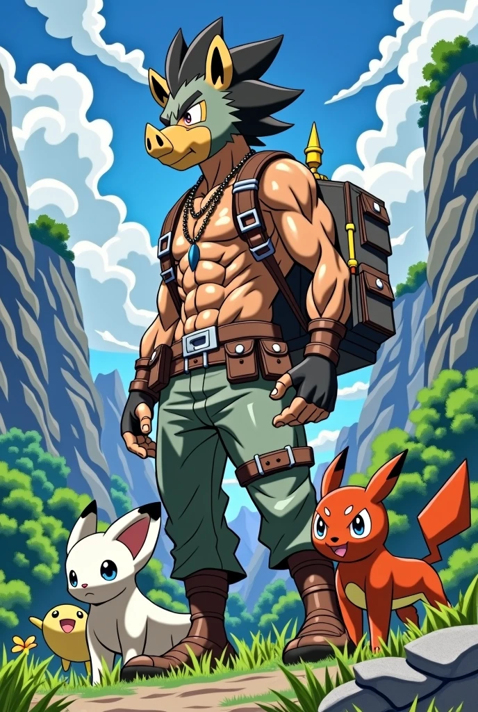 Inosuke Hashibira without mask pokemon trainer style