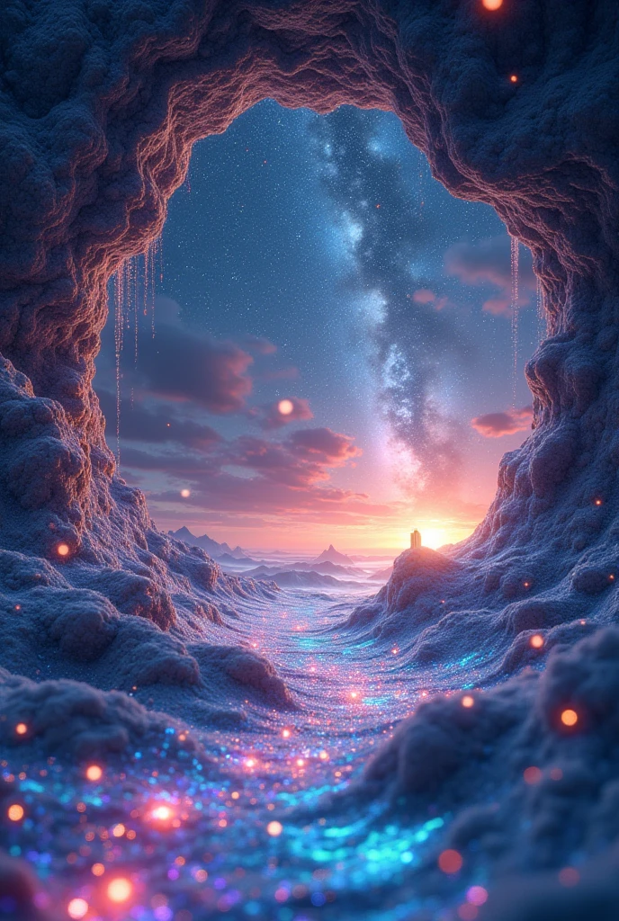 Starry Sky, Sea of Stars, galaxy, Rainbow Stardust, Light line effect, glitter effects, Conceptual installation art, (Extremely detailed, Absolute resolution, best quality:1.3), 2.5D, Delicate and dynamic, artistic, overtake, Graphics CG Digital Art