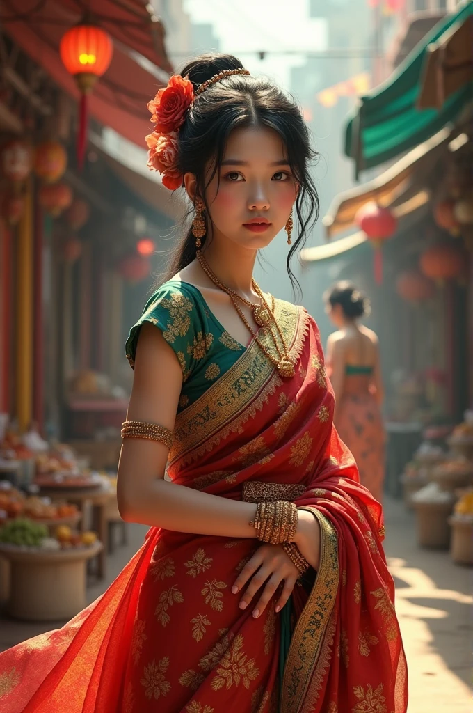 A japanese girl in India saree