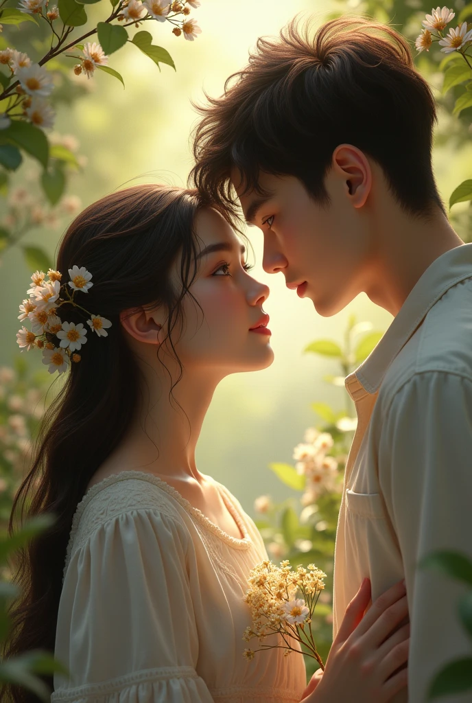 Beautiful girl watching a boy