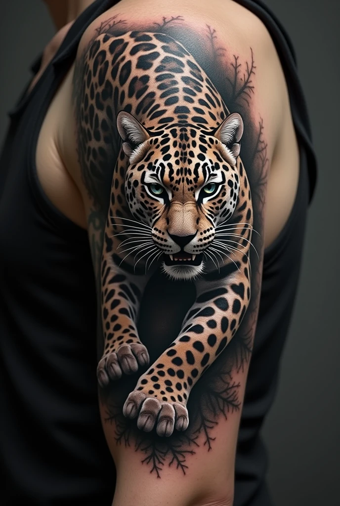 A running jaguar tattoo