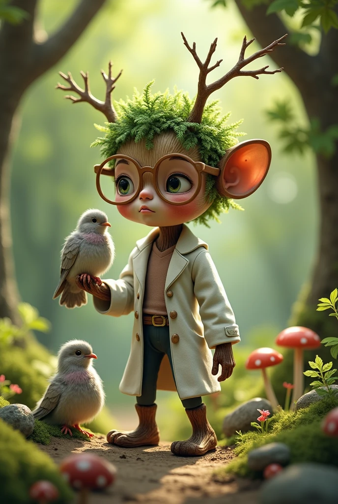 A cute camphor tree boy Scientist pigeon