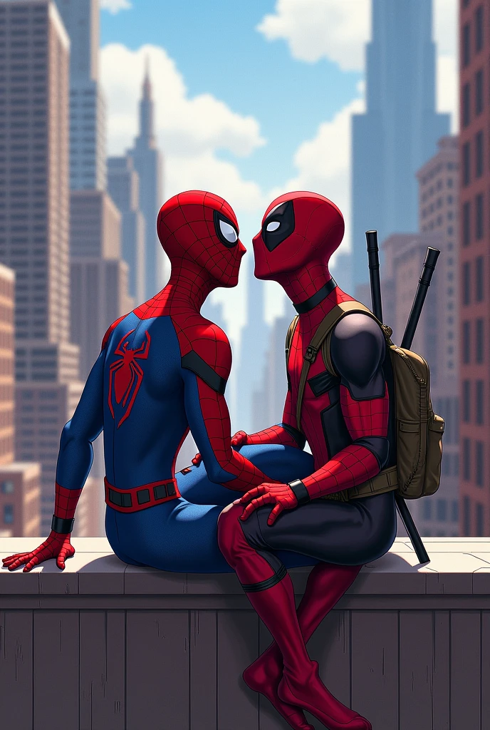 Spiderman with Deadpool reading