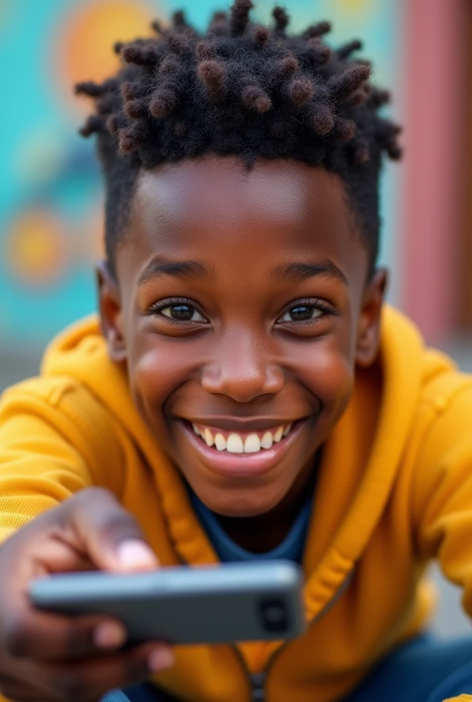 Instagram photo of an 1 black african american boy taking a selfie