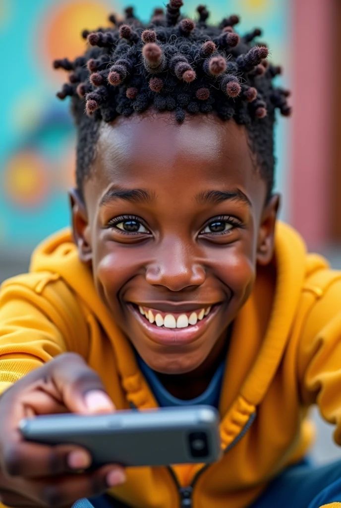 Instagram photo of an 1 black african american boy taking a selfie