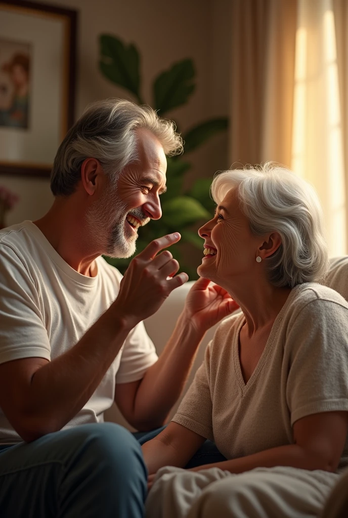 (photorealism:1.2), a man playing with his wife
