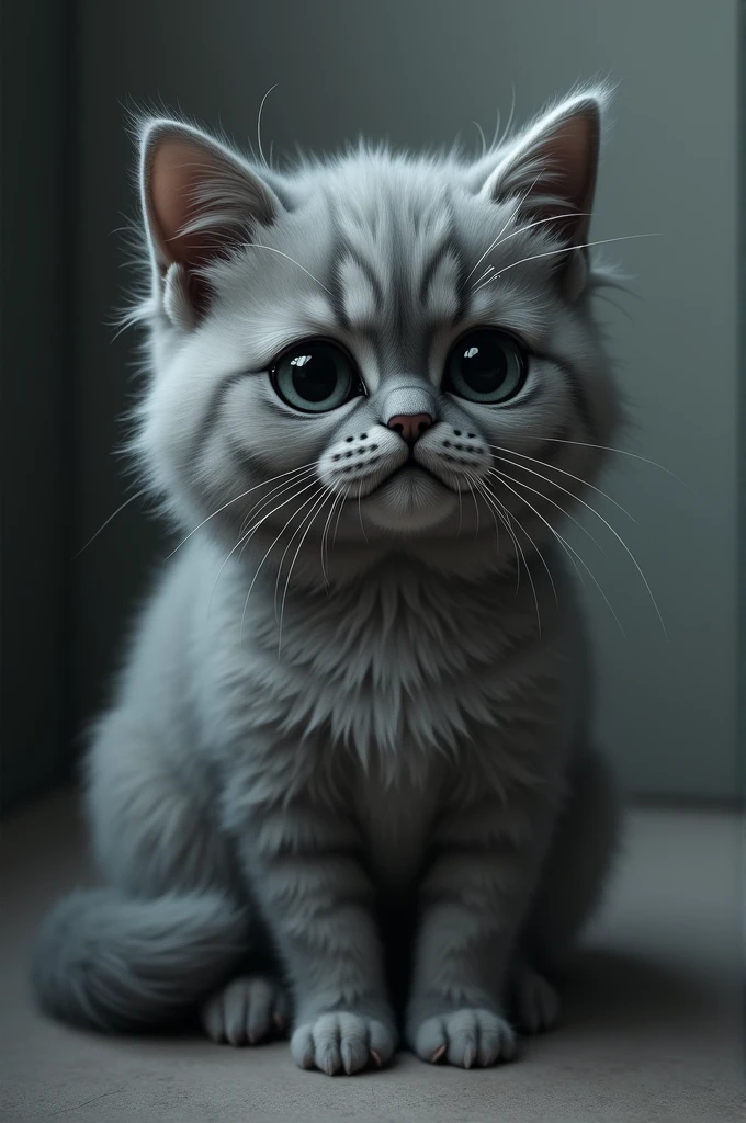 Gray cat is crying